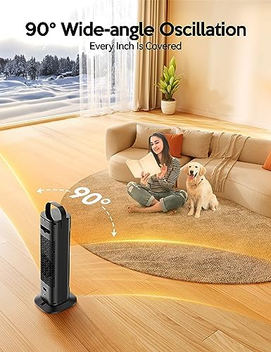 VAGKRI 24 Electric Space Heater with Remote and Thermostat 3 Modes Black
