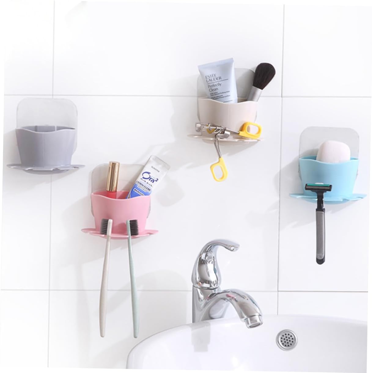 FOYTOKI Self Adhesive Bathroom Wall Toothbrush Holder