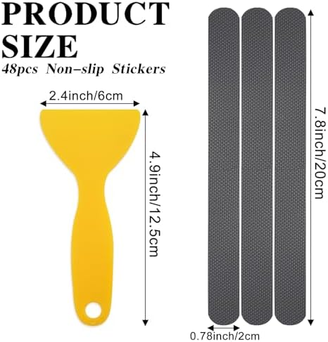 WATUNID 48PCS Non-Slip Bathtub Sticker Set with Scraper