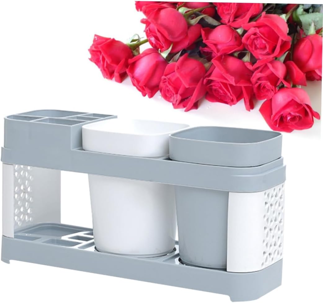 BUGUUYO Toothbrush Holder with 2 Cups 5 Slots