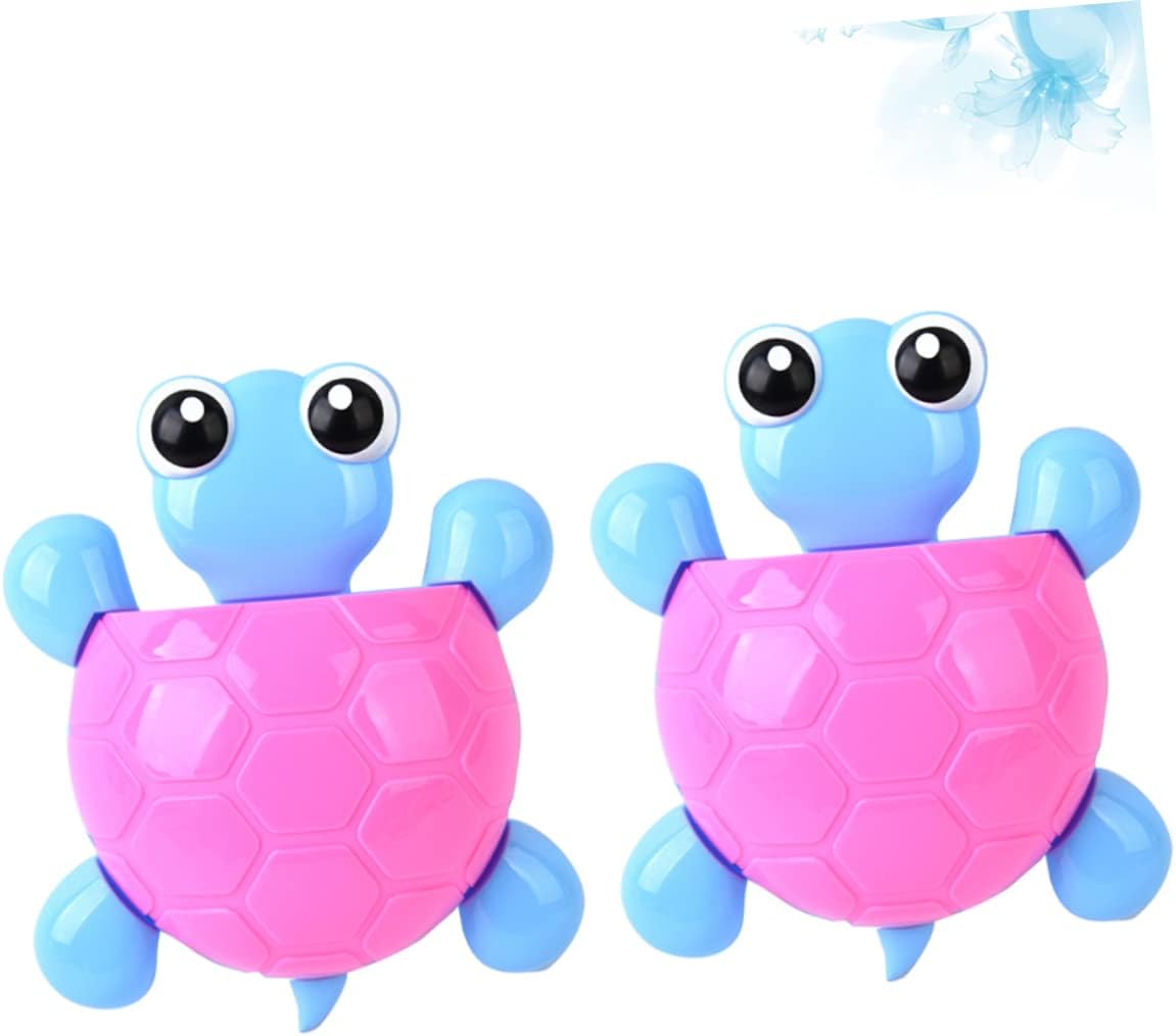 2Pcs Cute Turtle Suction Cup Toothbrush Holder for Bathroom Wall Mounted Organizer