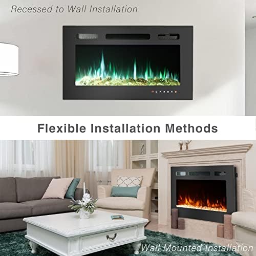 CEARTRY 36 Inch Electric Fireplace Insert with Crystal 3D Flames