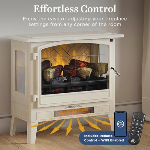 Country Living Infrared Electric Fireplace in Cream