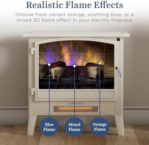 Country Living Infrared Electric Fireplace in Cream