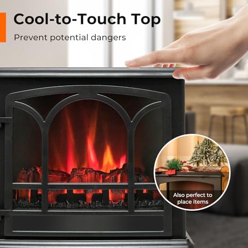 GOFLAME 23 Electric Fireplace Stove with 3-Level Flame and 6H Timer