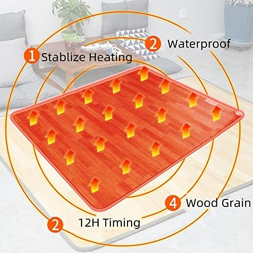 MOFGOE Heated Floor Mat 50x100cm with 60C Temp 12h Timer