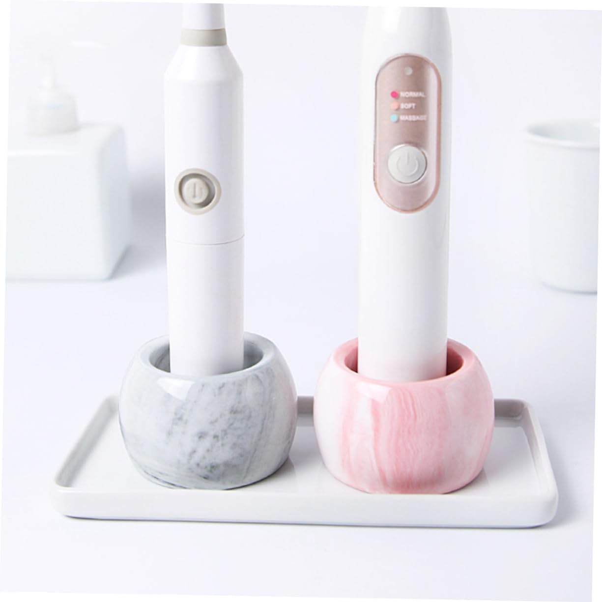 Ciieeo 3pcs Marble Toothbrush Holder Wall-Mounted 1