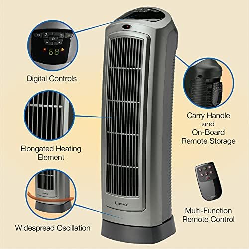 Lasko Portable Oscillating Space Heater with Digital Display and Remote Control