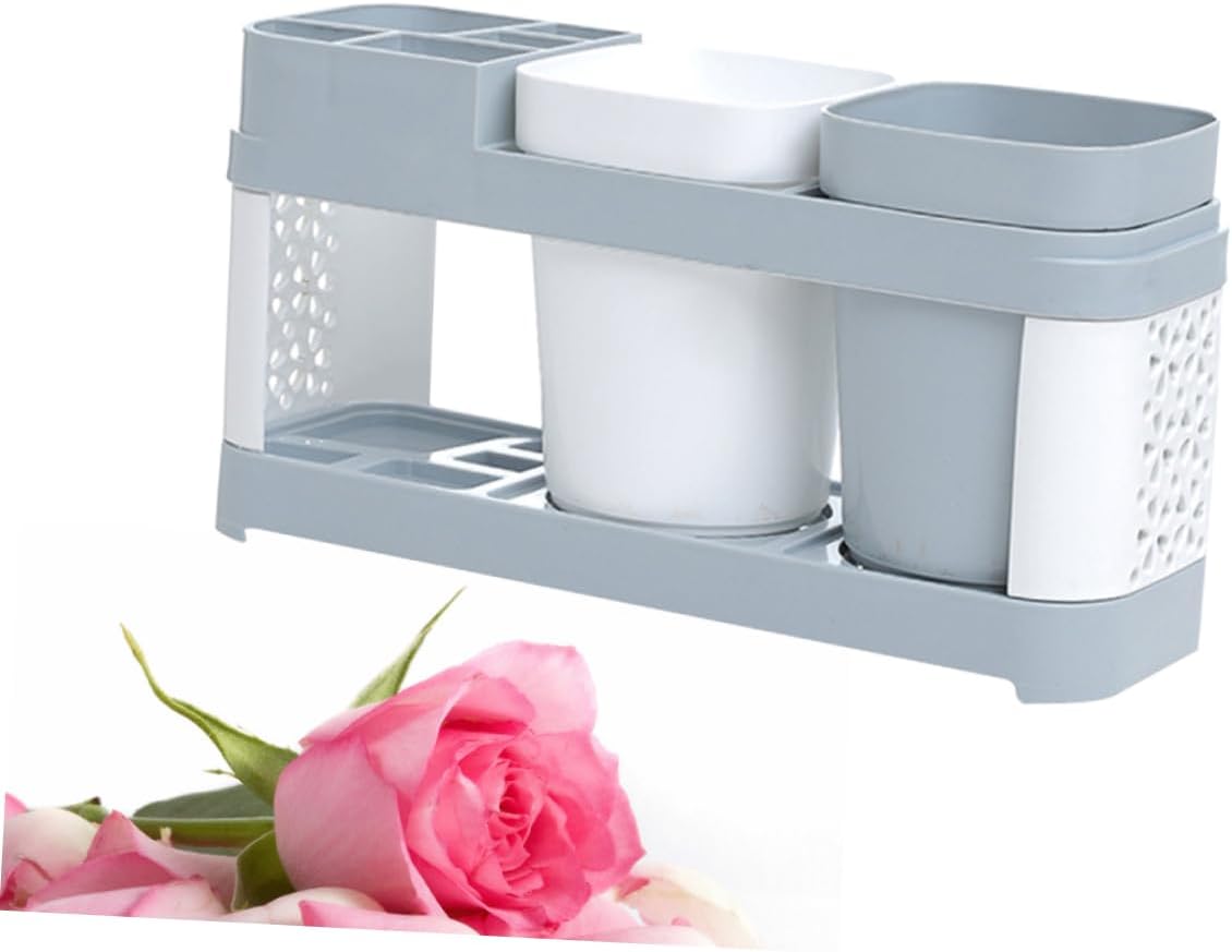 STOBAZA 2 Cup Toothbrush and Toothpaste Holder