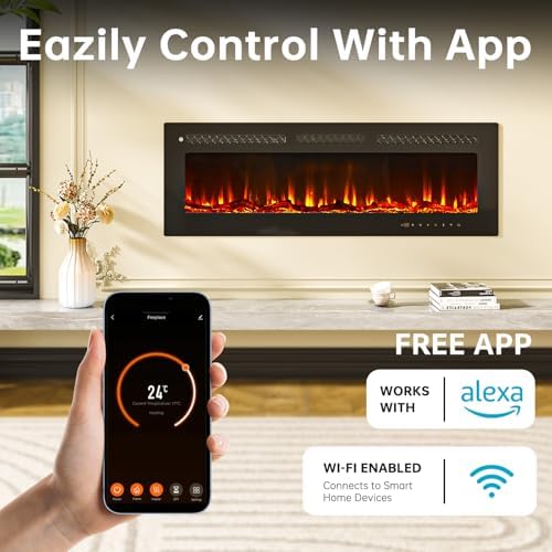 oneinmil 50 Smart Electric Fireplace Heater with Alexa Compatibility