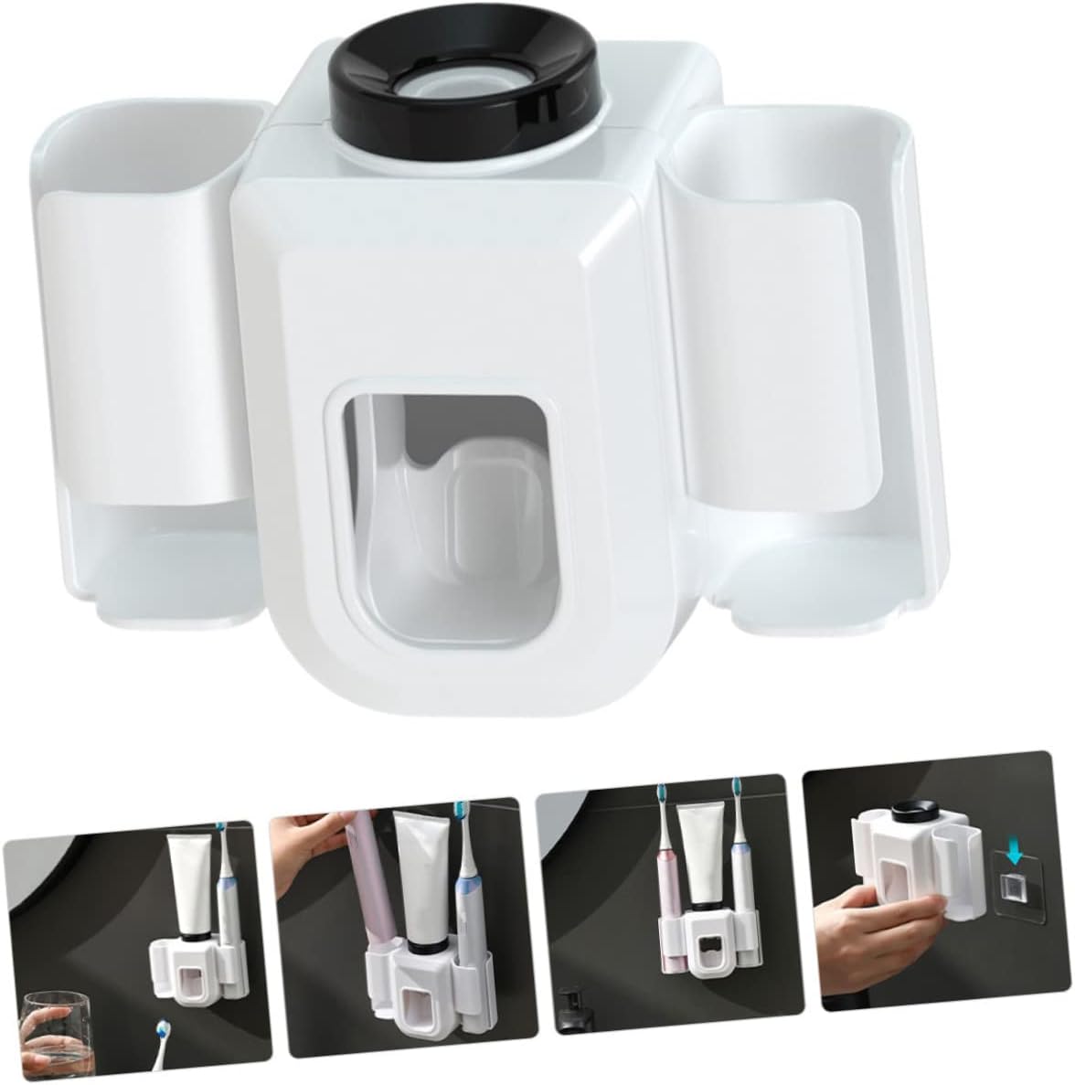 Amosfun 2pcs Wall Mounted Toothbrush Holder and Toothpaste Squeezer