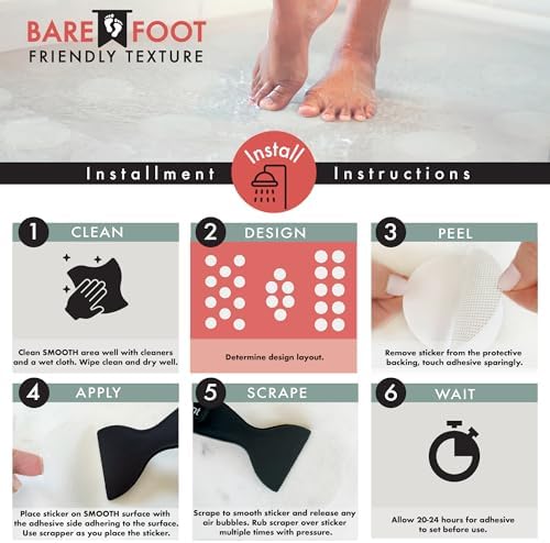 Quart Pint Non Slip Bathtub Stickers with Scraper