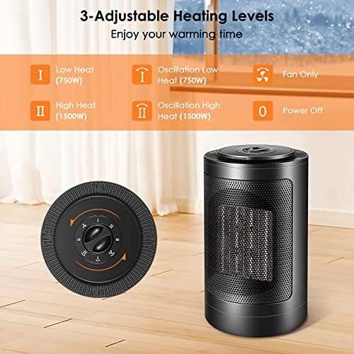 Katouigb Fane Brivennor Electric Space Heater 750W Black