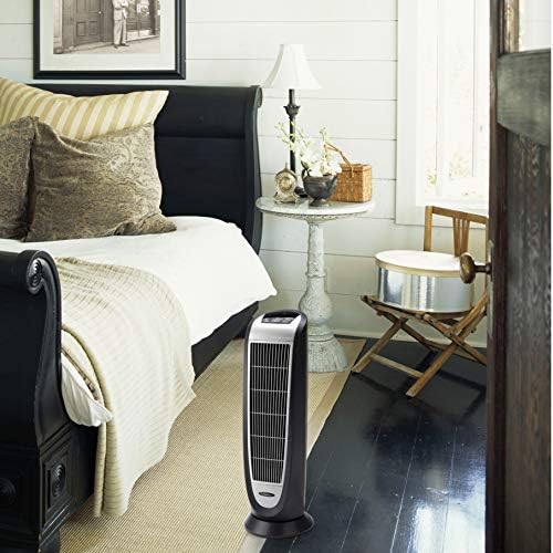 Lasko 1500W Oscillating Ceramic Tower Heater with Remote and Timer Black