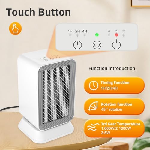AIDENOEY 3-Mode Energy Efficient Mini Space Heater White