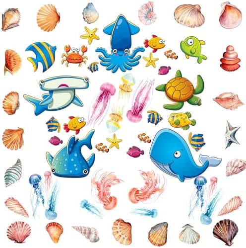 18Pack Bathtub Non Slip Stickers with 61 Ocean Animals