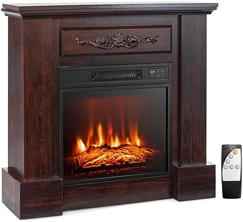 ORALNER 32 Electric Fireplace with Mantel and Heat