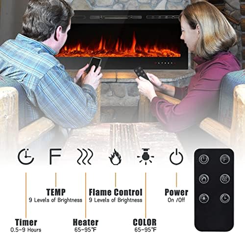 CharaVector 70 Inch Electric Fireplace with Remote Control and Touch Screen