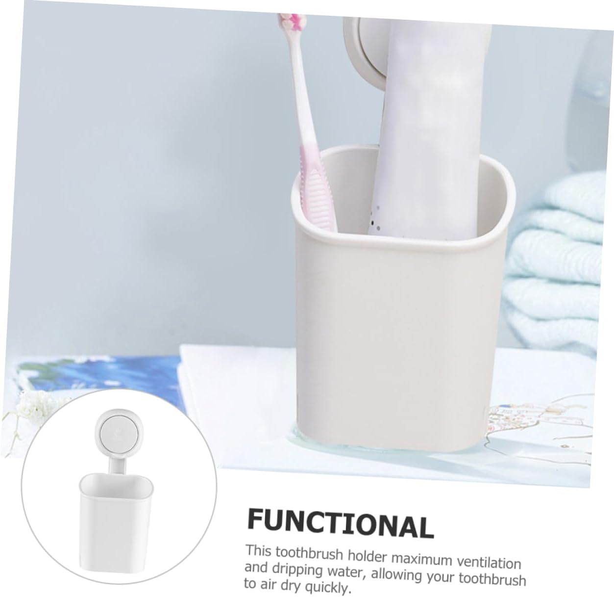 Holibanna Suction Cup Wall Mount Toothbrush Holder