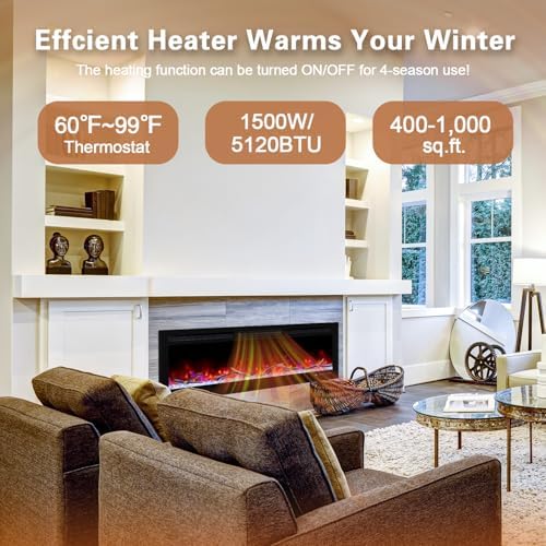 Cheerway 42 Smart WiFi Electric Fireplace with Timer and App Control