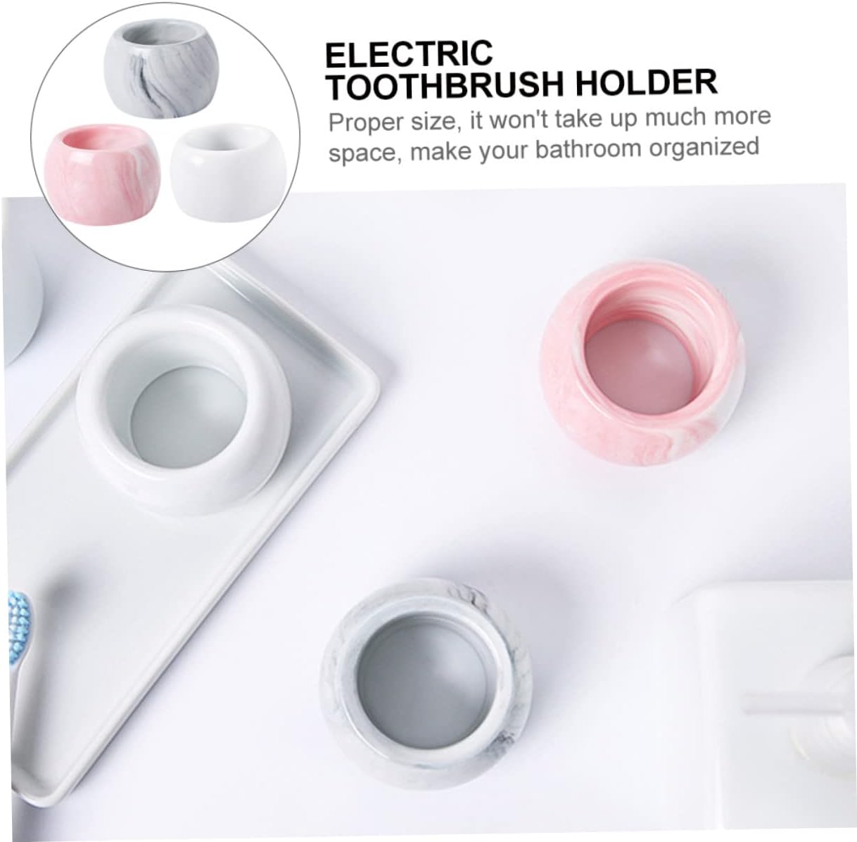 Amosfun 3pcs Marble Electric Toothbrush Holder