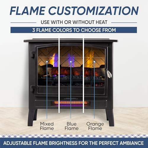 Country Living Infrared Electric Fireplace Stove in Deep Red