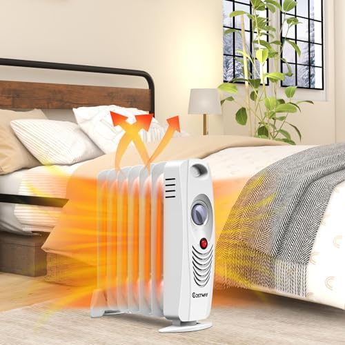 COSTWAY 700W Oil Filled Radiator Heater with Adjustable Thermostat