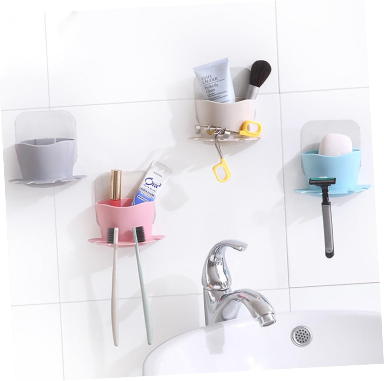PRETYZOOM Suction Cup Toothbrush Holder Organizer