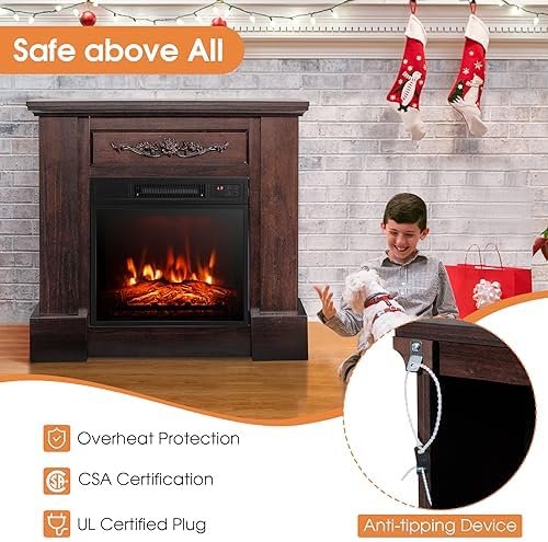 ORALNER 32 Electric Fireplace with Mantel and Heat