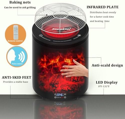 Boomkool Electric Fireplace Heater with 3D Flame and 1300W Power