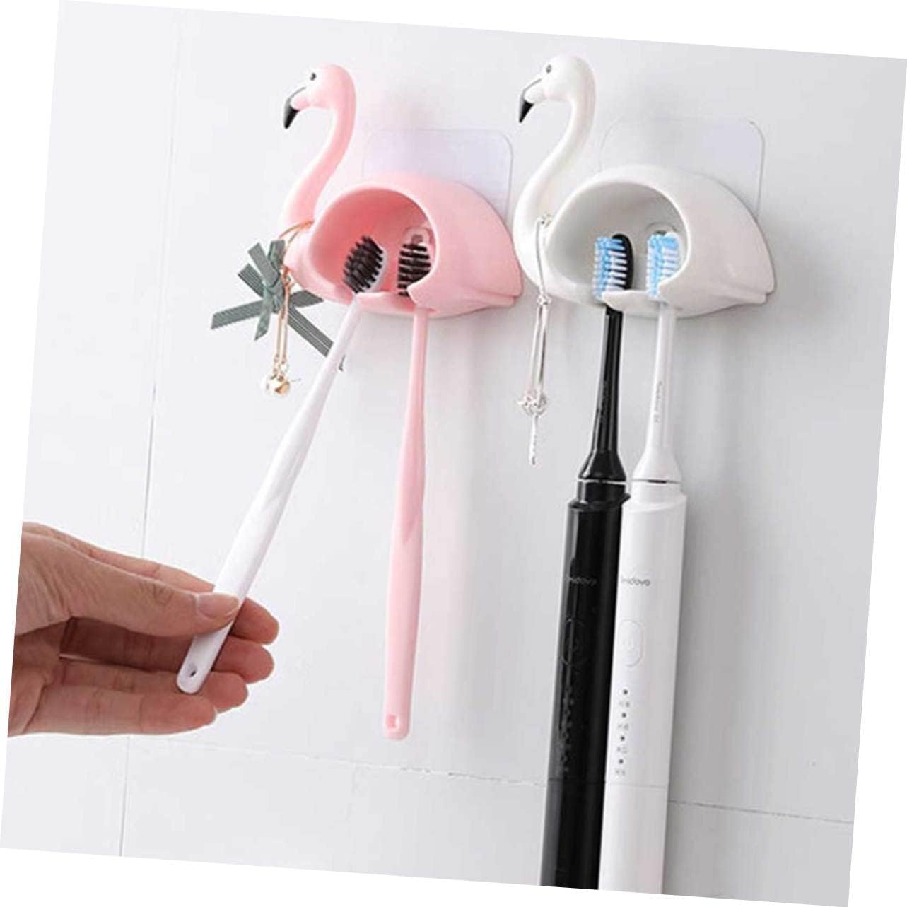 LIFKOME 2Pcs Pink Flamingo Suction Cup Toothbrush Holder