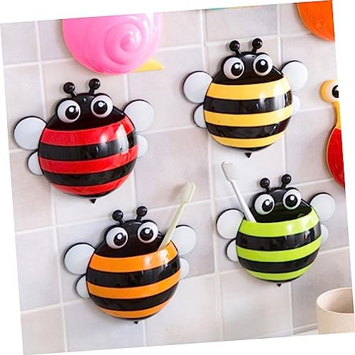 4pcs Cartoon Bee Toothbrush Holder for Bathroom and Travel Use
