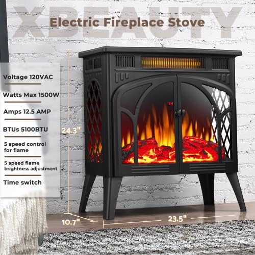 Xbeauty Electric Fireplace Heater Indoor Portable Black