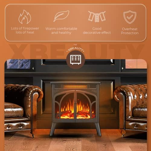 Xbeauty Electric Fireplace Heater Indoor Portable Black