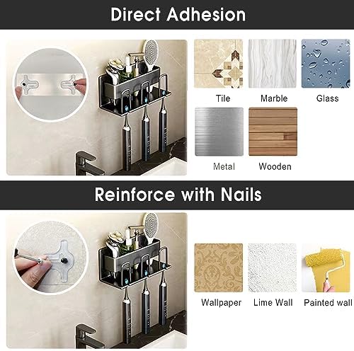 AUSAULAC Toothbrush Holder Wall Mounted Black