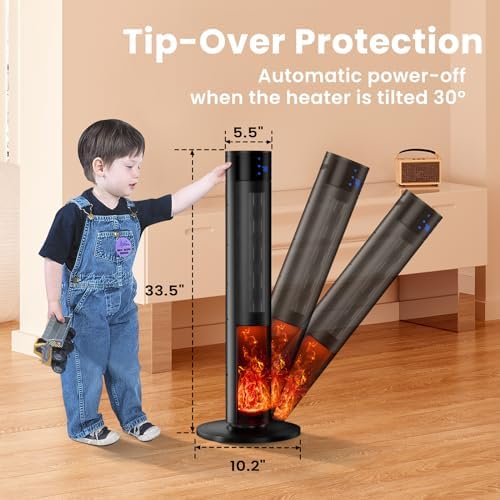 1500W Portable Space Heater with Fireplace and Remote Control