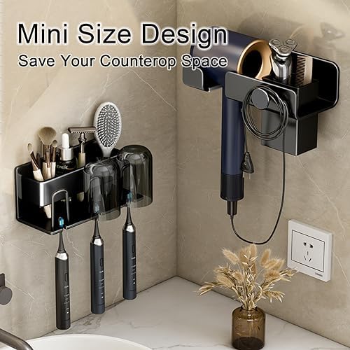 AUSAULAC Toothbrush Holder Wall Mounted Black