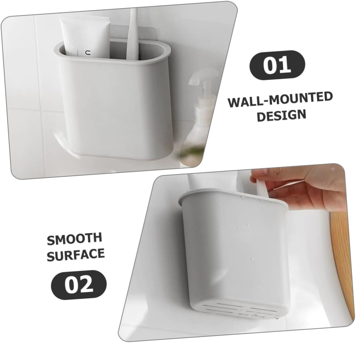 LIFKOME Wall Mounted Toothbrush Holder with Suction Cup Drainage Design