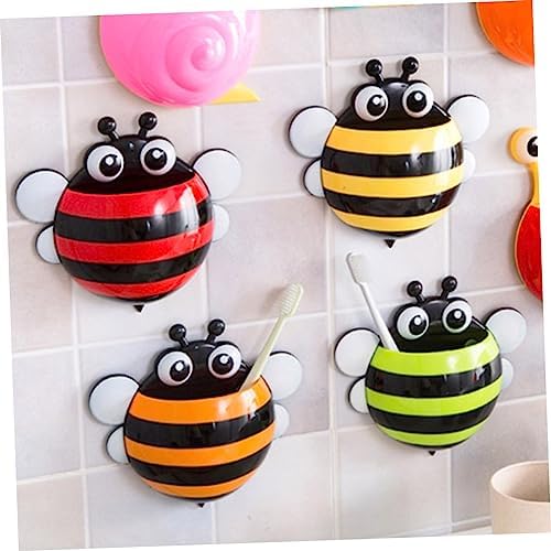 Hemobllo 4pcs Cartoon Honeybee Toothbrush Holder with Suction Cup 1