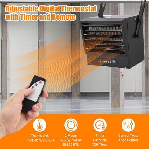 PioneerWorks 7500 Watt Ceiling Mount Garage Heater with Remote