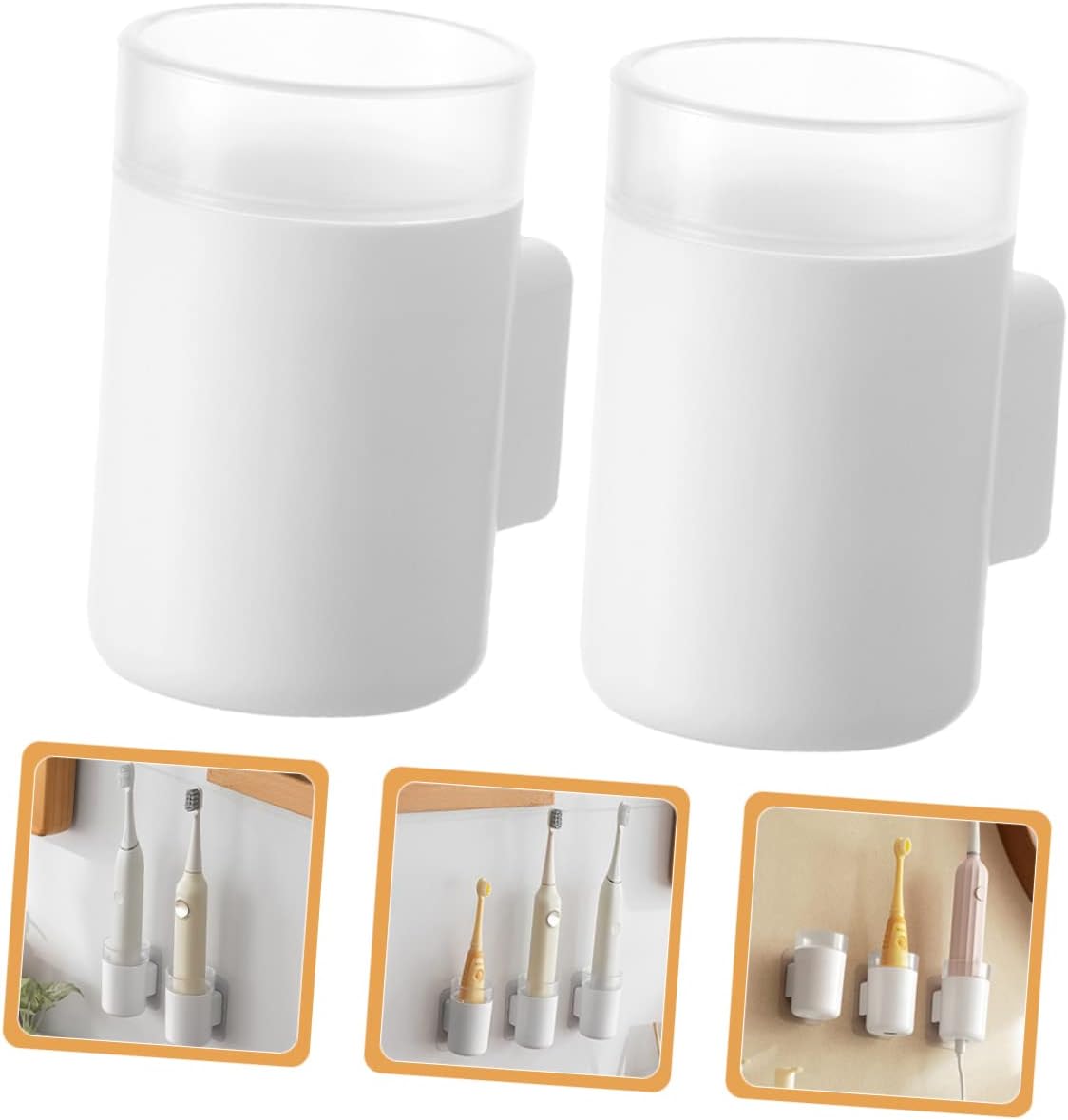 Amosfun 4Pcs Wall-Mounted Electric Toothbrush Holder Organizer