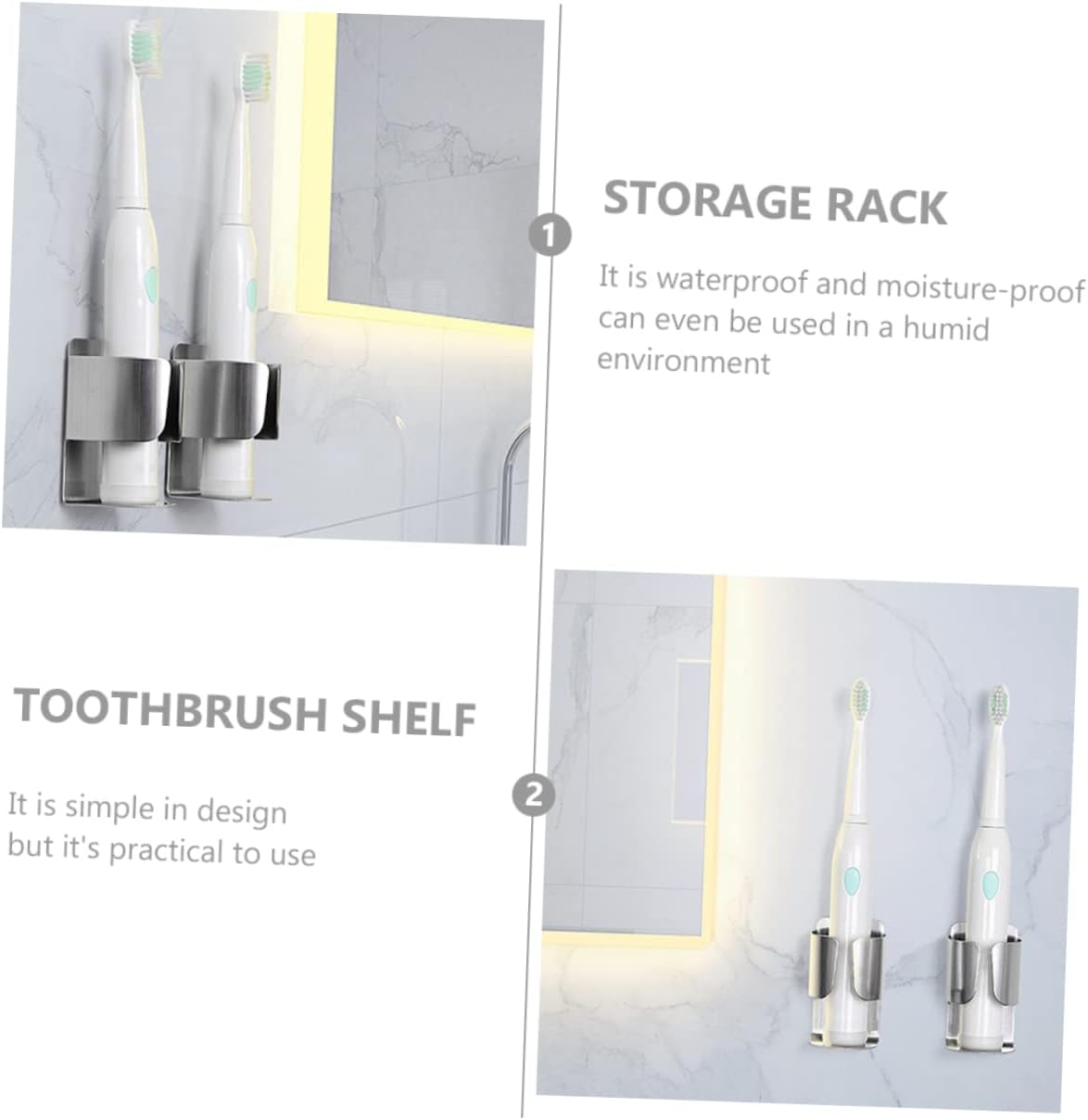 Garneck 6pcs Wall-Mounted Toothbrush Holder with Nail Storage