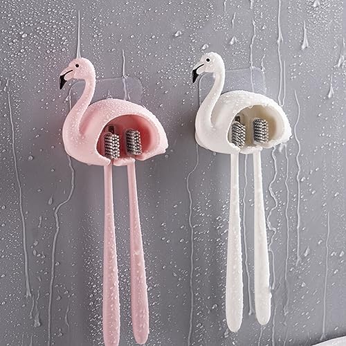 Zerodeko 2pcs Suction Cup Toothbrush Holder Wall Mounted Organizer for Bathroom