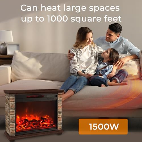 LifeSmart Global Electric Fireplace with 3 Heat Elements