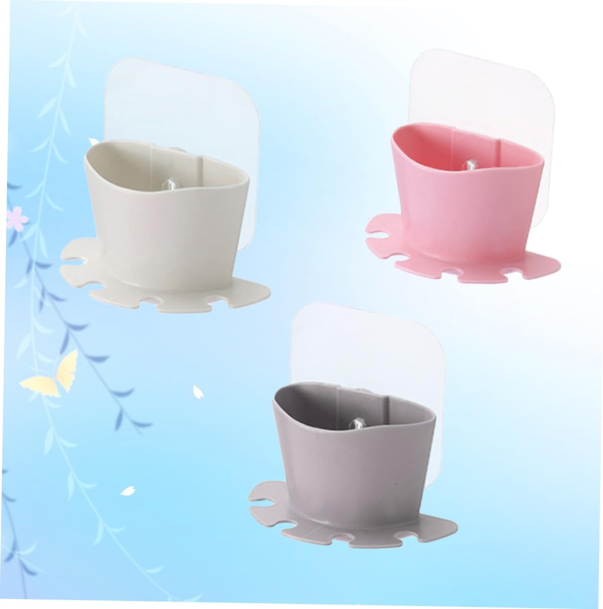 Sosoport Self-Adhesive Suction Cup Toothbrush Holder with Storage