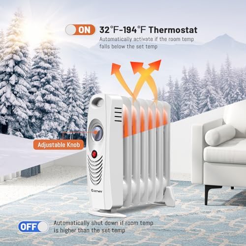 COSTWAY 700W Oil Filled Radiator Heater with Adjustable Thermostat