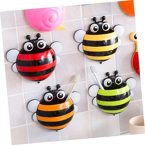 Holibanna 4PCS Bee Suction Cup Toothbrush Holder for Bathroom