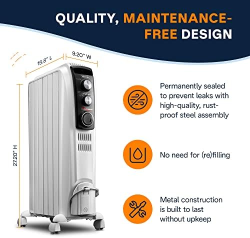 DeLonghi 1500W Portable Heater with Touch Controls