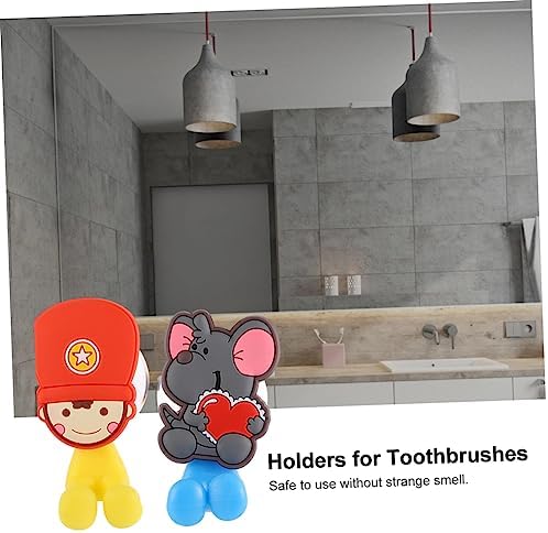 3PCS Cartoon Suction Cup Toothbrush Holder Wall Hooks