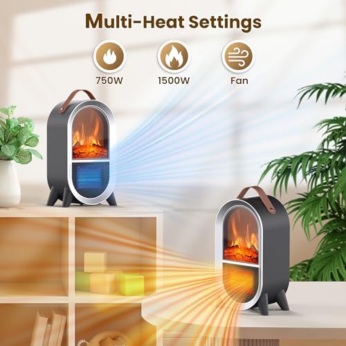 Riseon 1500W750W Electric Fireplace Heater with 3D Flame